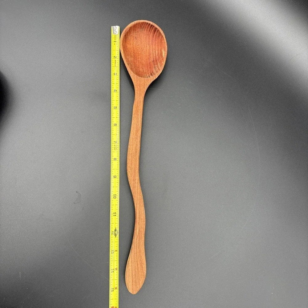 Lot of 3 Hand-Carved Artisan Wooden Spoons - Walnut, Cherry & Maple Unique